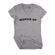 Load image into Gallery viewer, Woman Up Fitted V-Neck T-Shirt-Feminist Apparel, Feminist Clothing, Feminist Fitted V-Neck T Shirt, Evoker-The Spark Company