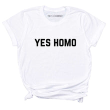 Load image into Gallery viewer, Yes Homo T-Shirt-LGBT Apparel, LGBT Clothing, LGBT T Shirt, BC3001-The Spark Company