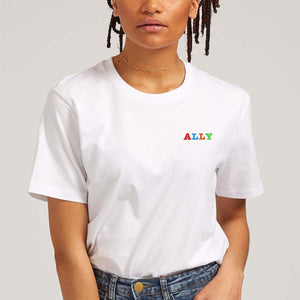 Ally Embroidered T-Shirt-LGBT Apparel, LGBT Clothing, LGBT T Shirt, BC3001-The Spark Company