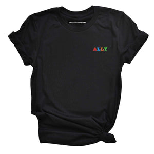 Ally Embroidered T-Shirt-LGBT Apparel, LGBT Clothing, LGBT T Shirt, BC3001-The Spark Company