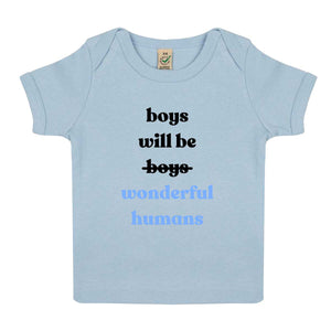 Boys Will Be Wonderful Humans Baby T-Shirt-Feminist Apparel, Feminist Clothing, Feminist Baby T Shirt, EPB01-The Spark Company
