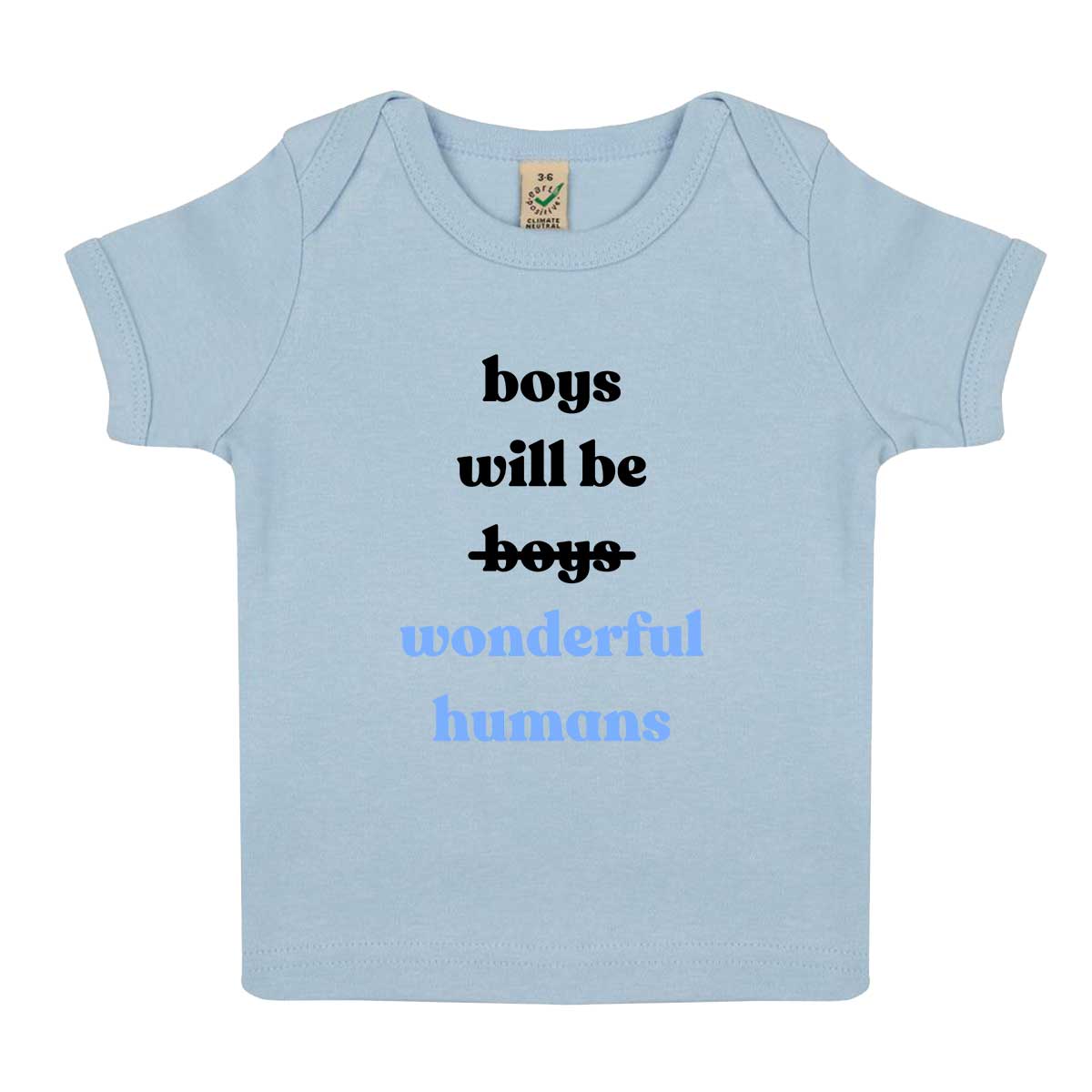 Boys Will Be Wonderful Humans Baby T-Shirt-Feminist Apparel, Feminist Clothing, Feminist Baby T Shirt, EPB01-The Spark Company
