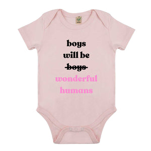 Boys Will Be Wonderful Humans Babygrow-Feminist Apparel, Feminist Clothing, Feminist Baby Onesie, EPB02-The Spark Company