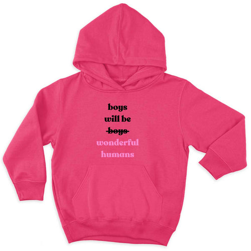 Boys Will Be Wonderful Humans Kids Hoodie-Feminist Apparel, Feminist Clothing, Feminist Kids Hoodie, JH001J-The Spark Company