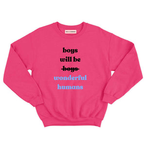 Boys Will Be Wonderful Humans Kids Sweatshirt-Feminist Apparel, Feminist Clothing, Feminist Kids Sweatshirt, JH030B-The Spark Company