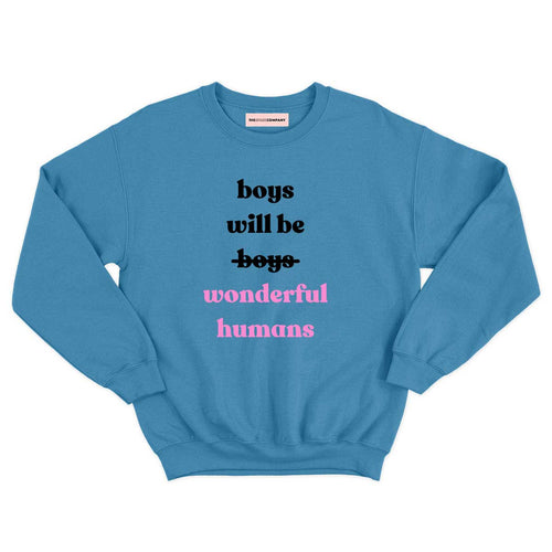 Boys Will Be Wonderful Humans Kids Sweatshirt-Feminist Apparel, Feminist Clothing, Feminist Kids Sweatshirt, JH030B-The Spark Company