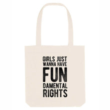 Load image into Gallery viewer, Girls Just Wanna Have Fundamental Rights Strong as Hell Tote Bag-Feminist Apparel, Feminist Gift, Feminist Tote Bag-The Spark Company