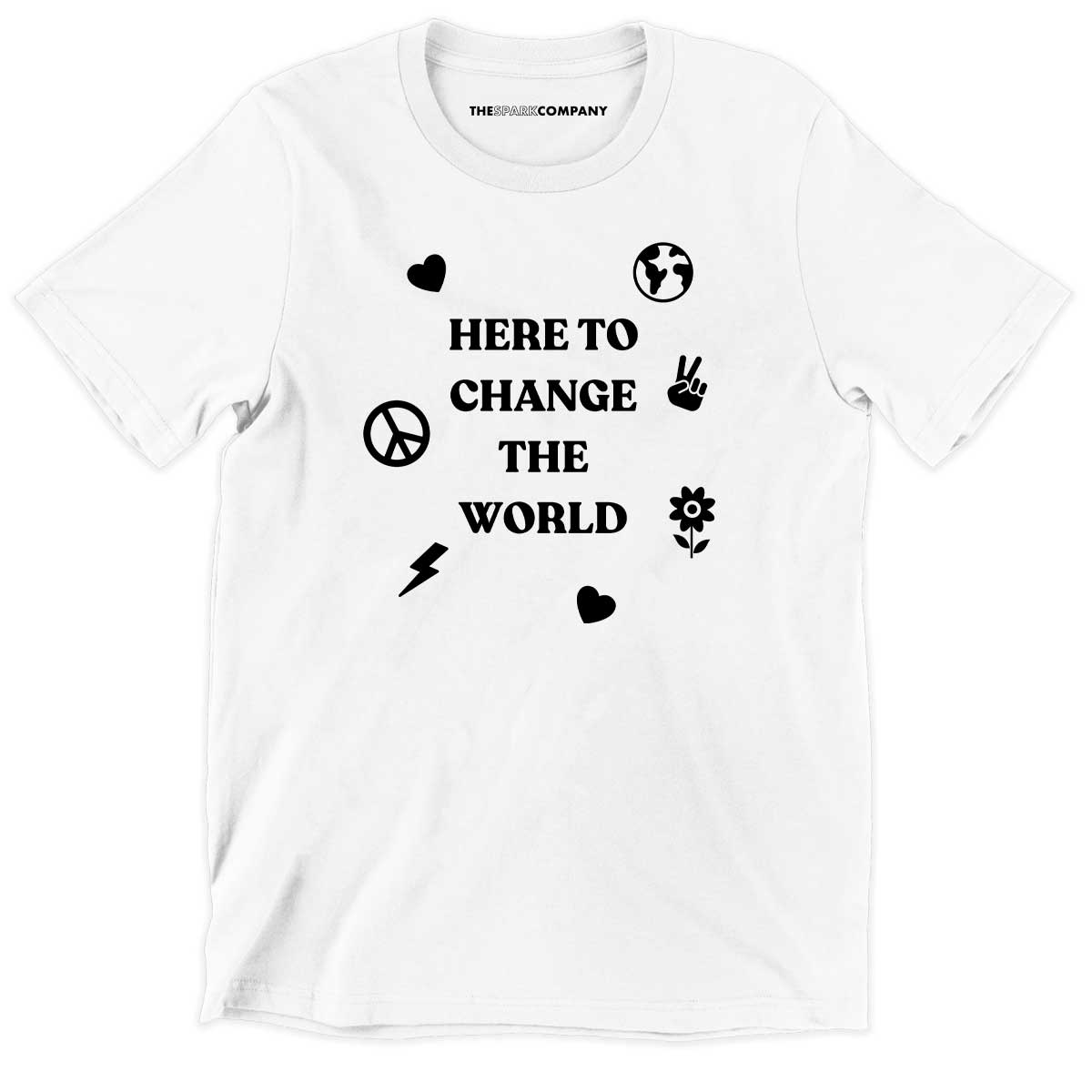 Here To Change The World Kids T-Shirt-Feminist Apparel, Feminist Clothing, Feminist Kids T Shirt, MiniCreator-The Spark Company