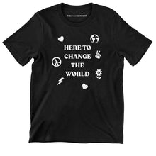 Load image into Gallery viewer, Here To Change The World Kids T-Shirt-Feminist Apparel, Feminist Clothing, Feminist Kids T Shirt, MiniCreator-The Spark Company