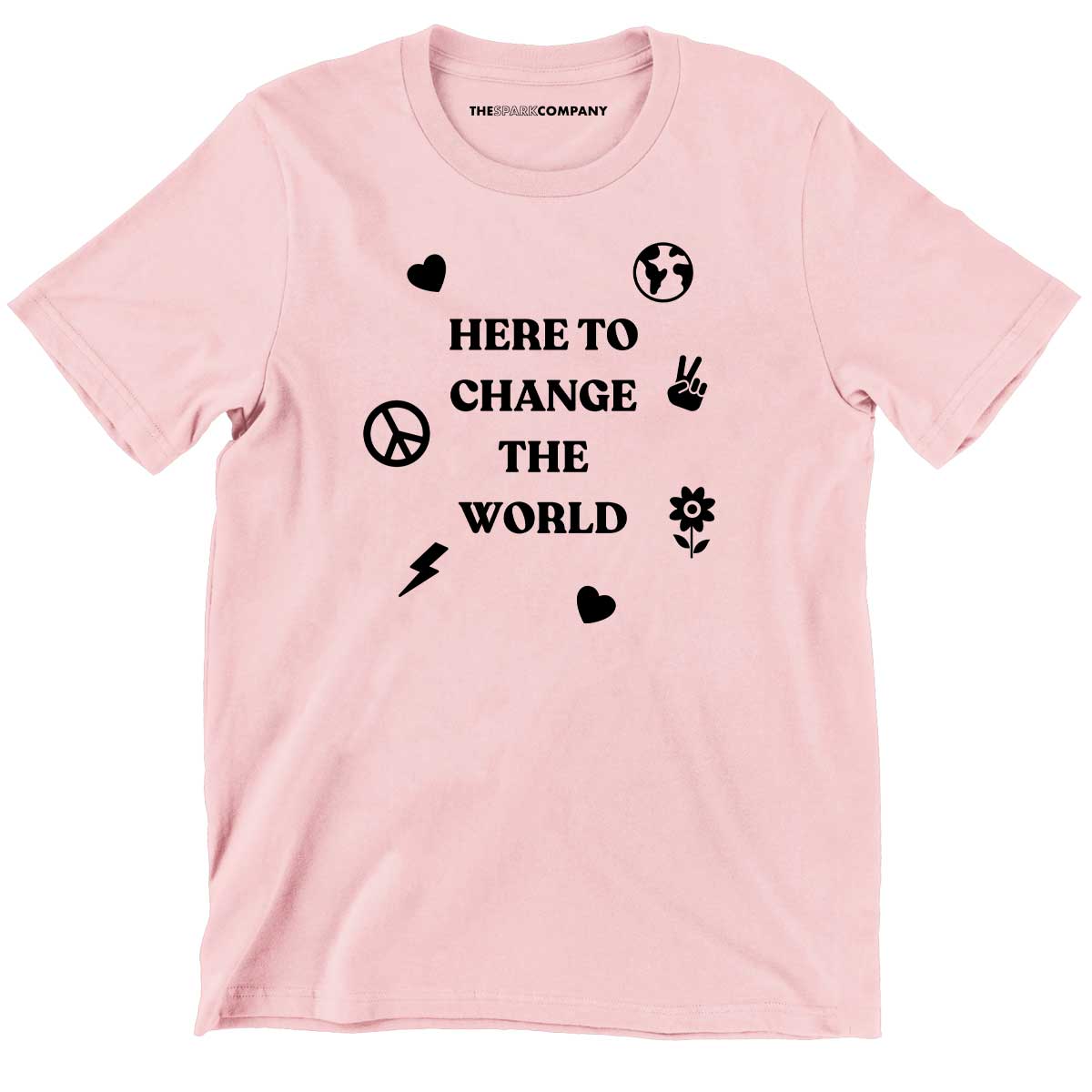 Here To Change The World Kids T-Shirt-Feminist Apparel, Feminist Clothing, Feminist Kids T Shirt, MiniCreator-The Spark Company