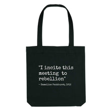 Load image into Gallery viewer, I Incite This Meeting To Rebellion Strong as Hell Tote Bag-Feminist Apparel, Feminist Gift, Feminist Tote Bag-The Spark Company