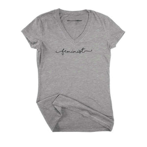 Minimalist Feminist Design Fitted V-Neck T-Shirt-Feminist Apparel, Feminist Clothing, Feminist Fitted V-Neck T Shirt, Evoker-The Spark Company