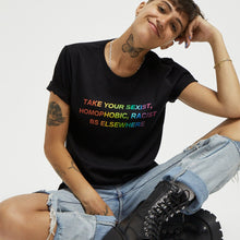 Load image into Gallery viewer, Take Your BS Elsewhere Rainbow T-Shirt-LGBT Apparel, LGBT Clothing, LGBT T Shirt, BC3001-The Spark Company