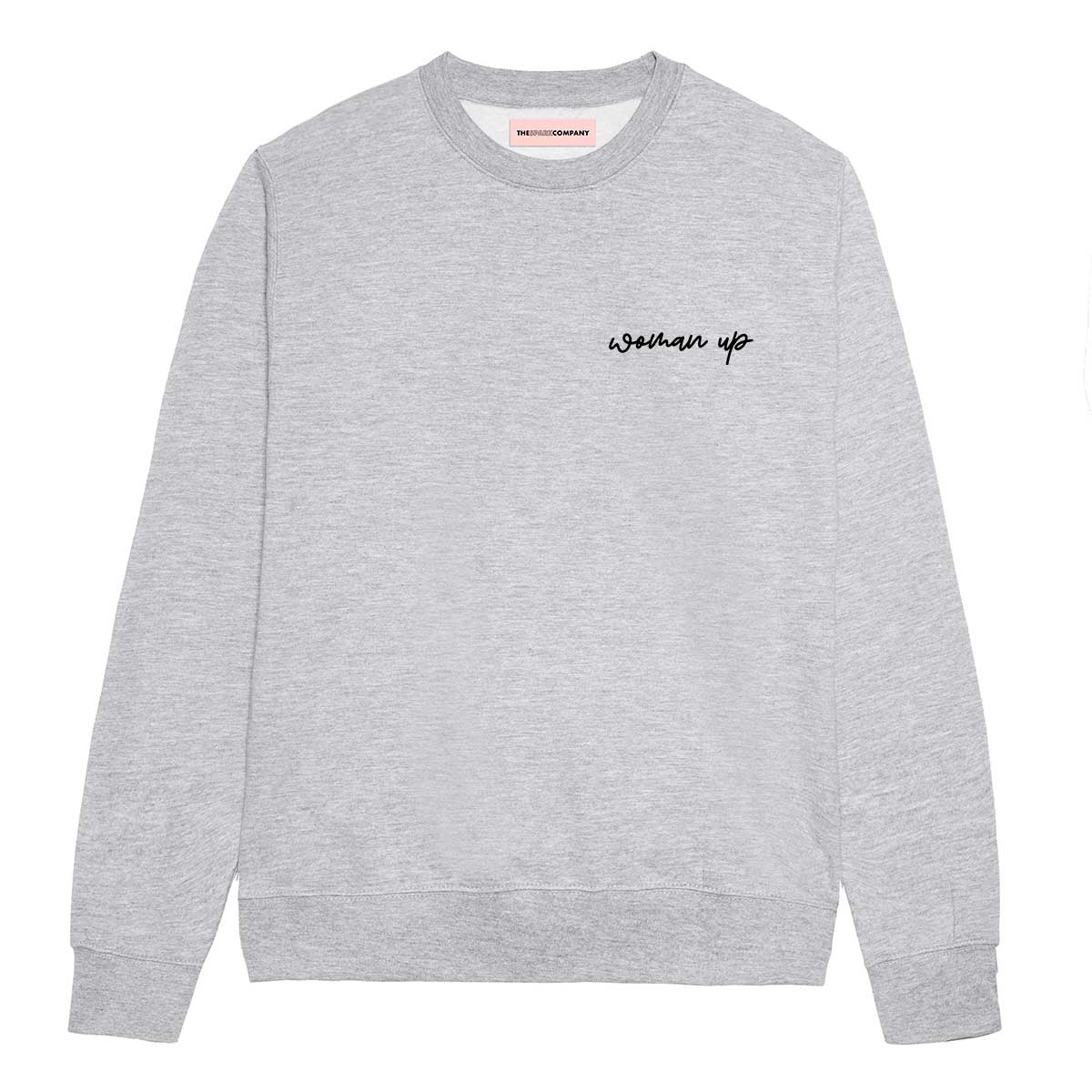 Woman Up Embroidery Detail Sweatshirt-Feminist Apparel, Feminist Clothing, Feminist Sweatshirt, JH030-The Spark Company