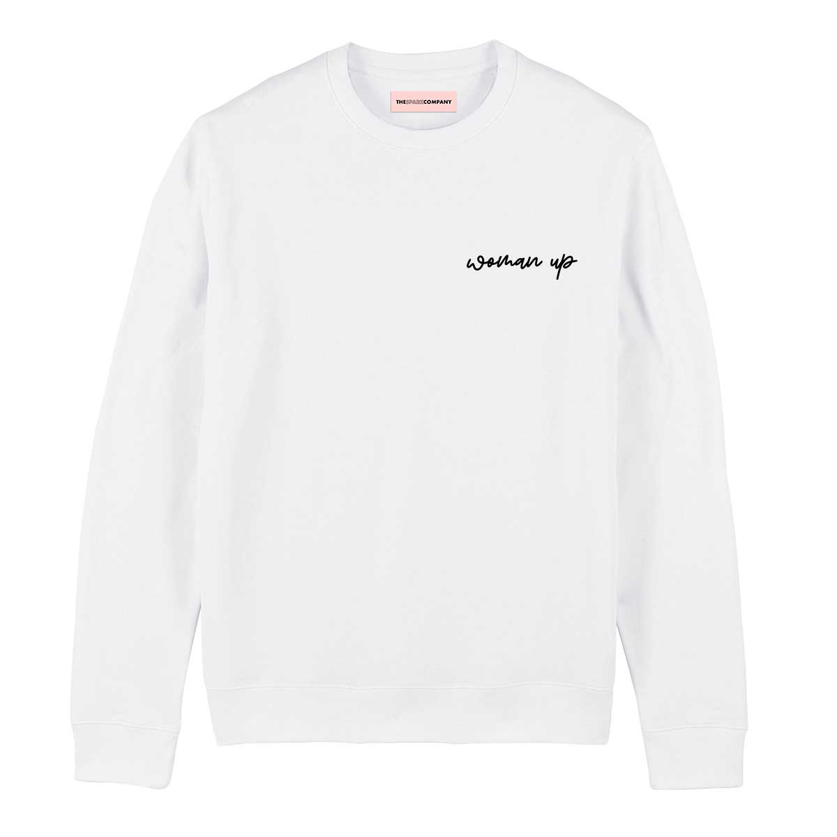 Woman Up Embroidery Detail Sweatshirt-Feminist Apparel, Feminist Clothing, Feminist Sweatshirt, JH030-The Spark Company
